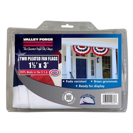 Valley Forge Valley Forge American  Pleated Flag 18 in. H X 36 in. L PMF-2-T